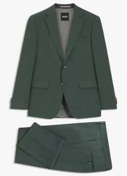 BOSS Heren H-Jeckson regular fit 2-delig pak in scheerwolblend in de kleur Groen