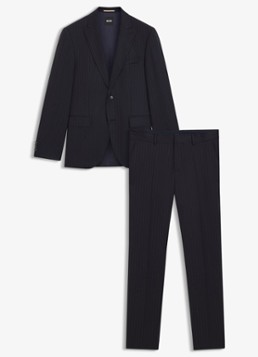 BOSS Heren Regular fit pak van scheerwol in de kleur Donkerblauw