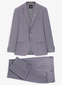 BOSS Heren Slim fit 2-delig pak in wolblend in de kleur Medium Purple-510 / Paars