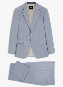 BOSS Heren Slim fit 2-delig pak van wol in de kleur Lichtblauw