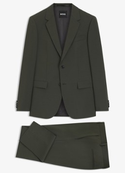 BOSS Heren Slim fit 2-delig pak in wolblend in de kleur Donkergroen