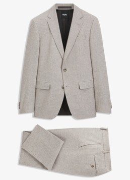 BOSS Heren Slim fit 2-delig pak met klepzakken in de kleur Open Brown-240 / Bruin