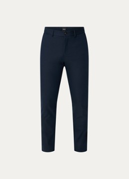 BOSS Heren Slim-fit broek van een katoenmix met stretch in de kleur Donkerblauw