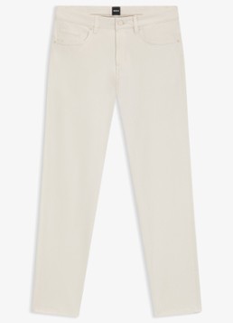 BOSS Heren Slim-fit Delaware-broek van katoenen gabardine met stretch in de kleur Wit
