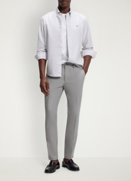 BOSS Heren Slim-fit broek van een katoenmix met stretch in de kleur Open Grey-079 / Grijs