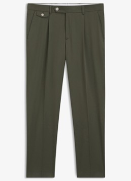 BOSS Heren Tapered fit pantalon in katoenblend in de kleur Legergroen