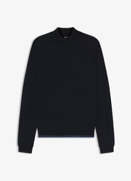 BOSS Heren Fijngebreide trui in scheerwolblend in de kleur Donkerblauw