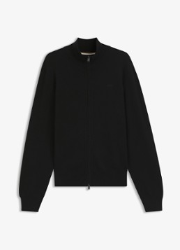 BOSS Heren Fijngebreid vest met logo in de kleur Zwart
