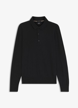 BOSS Heren Fijngebreide trui met polokraag in de kleur Zwart