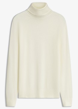 BOSS Heren Fijngebreide trui met col in de kleur Open White-130 / Wit