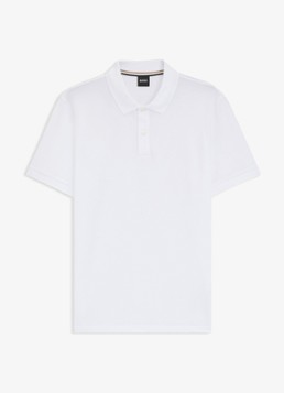 BOSS Heren Pallas regular fit polo van piqué katoen in de kleur Wit