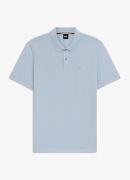 BOSS Heren Pallas regular fit polo van piqué katoen in de kleur Lichtblauw