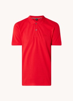 BOSS Heren Pallas regular fit polo van piqué katoen in de kleur Rood