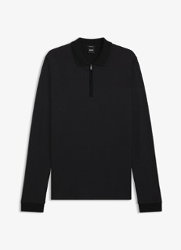 BOSS Heren Regular fit polo met halve rits in de kleur Zwart