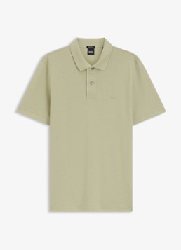 BOSS Heren Pallas-polo van katoenpiqué met logostiksel in de kleur Dark Beige-254 / Beige