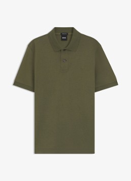 BOSS Heren Pallas-polo van katoenpiqué met logostiksel in de kleur Open Green-373 / Groen