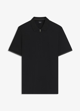 BOSS Heren Regular fit polo met halve rits in de kleur Zwart
