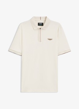 BOSS Heren Regular fit polo met logo in de kleur Gebroken wit