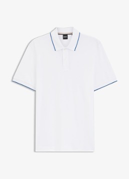 BOSS Heren Parlay regular fit polo met logo in de kleur Natural-101 / Wit
