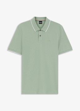 BOSS Heren Parlay regular fit polo met logo in de kleur Open Green-373 / Groen