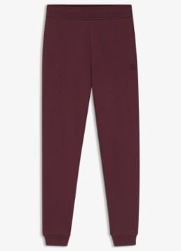 HUGO Dames Nelfinia high waist tapered fit joggingbroek met logoborduring in de kleur Bordeauxrood