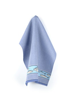 Bunzlau Castle Fish theedoek 65 x 65 cm Blauw - Deal
