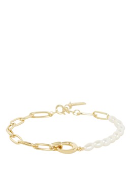 Ania Haie Dames Pearl Chunky Link Chain armband verguld in de kleur Goud, maat: 1 size