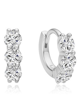 Ania Haie Dames Trio Sparkle oorringen van zilver in de kleur Zilver, maat: OS