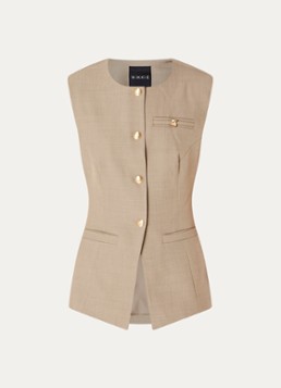 NIKKIE Dames Reno gilet met paspelzakekn in de kleur Zand