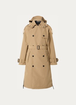 Maium Dames Cartouche double-breasted trenchcoat met ceintuur en afneembare capuchon in de kleur Khaki, maat: S