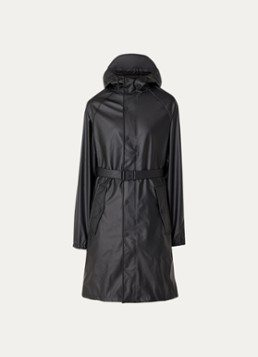 Maium Dames Original Saddle regenjas met capuchon en ceintuur in de kleur Zwart, maat: L