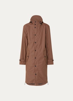 Maium Heren Longline regenjas met capuchon - unisex in de kleur Hazelnootbruin, maat: XL