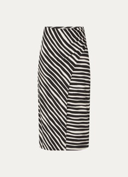 Phase Eight Dames Rory midi rok met streepprint en split in de kleur Zwart