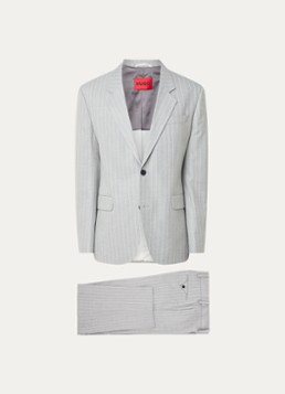 HUGO Heren Karlo-Flips251X slim fit 2-delig pak met krijtstreep in de kleur Grijs