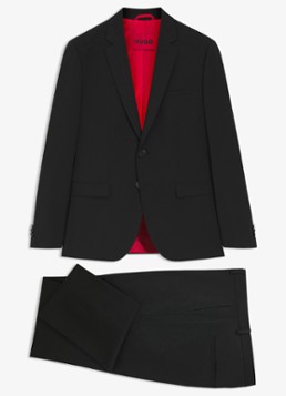 HUGO Heren Slim-fit 2-delig pak in wolblend in de kleur Zwart