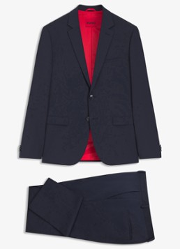 HUGO Heren Slim-fit 2-delig pak in wolblend in de kleur Blauw