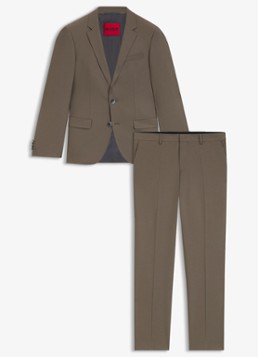 HUGO Heren Henry/Getlin232X slim fit 2-delig pak in wolblend in de kleur Medium Grey-032 / Grijs