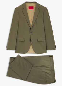 HUGO Heren Henry/Getlin232X slim fit 2-delig pak in wolblend in de kleur Groen