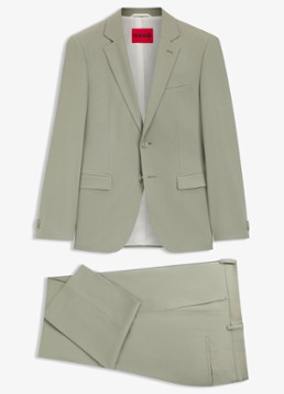 HUGO Heren Arti-Hesten253X slim fit 2-delig pak in wolblend in de kleur Light/Pastel Green-337 / Groen