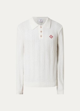 Casablanca Heren Regular fit polo van bouclé in de kleur Wit, maat: S