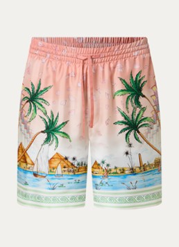 Casablanca Heren Ethereal loose fit korte broek van zijde in de kleur Multicolor, maat: S