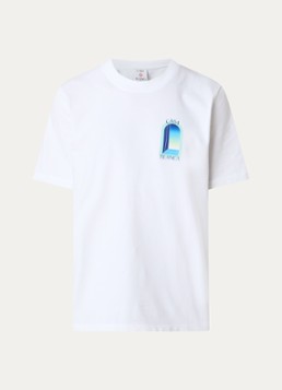 Casablanca Heren Gradient T-shirt met logo- en backprint in de kleur Wit, maat: XXL