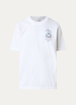 Casablanca Heren Hotel T-shirt met logo- en backprint in de kleur Wit, maat: XXL