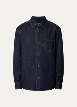 Casablanca Heren Overshirt van denim met borstzak in de kleur Indigo, maat: XL