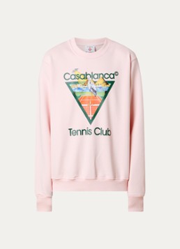 Casablanca Heren Tennis Club sweater met logoprint in de kleur Roze, maat: XL