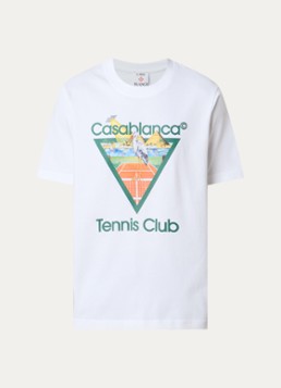 Casablanca Heren Tennis Club T-shirt met logoprint in de kleur Wit, maat: S