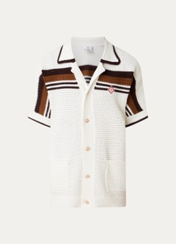 Casablanca Heren Regular fit overhemd met opengewerkt dessin in de kleur Wit, maat: M