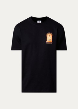 Casablanca Heren Hermons T-shirt met logo- en backprint in de kleur Zwart, maat: S