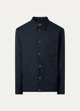 Casablanca Heren Overshirt met ingebreid logo en borstzak in de kleur Donkerblauw, maat: S