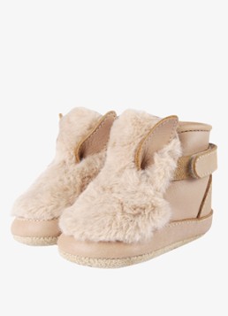 Donsje Amsterdam Meisjes Richy Booties | Fluffy Bunny in de kleur Beige, maat: 17